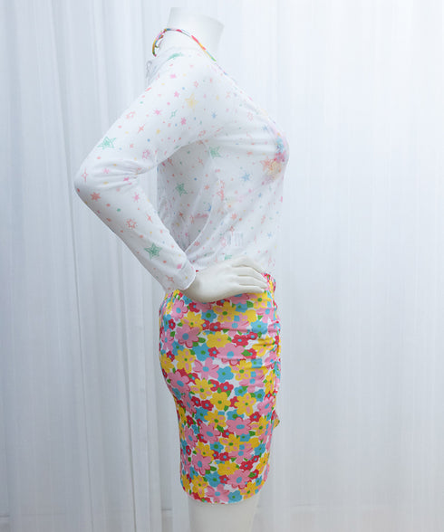 花柄 ビキニ 4点セット セパレート水着 カラフル レディース水着ビキニ 日焼け防止長袖 カバーアップ ノンワイヤー パレオ付き 水着上下セット おしゃれ 海水浴 98TIANYY-001